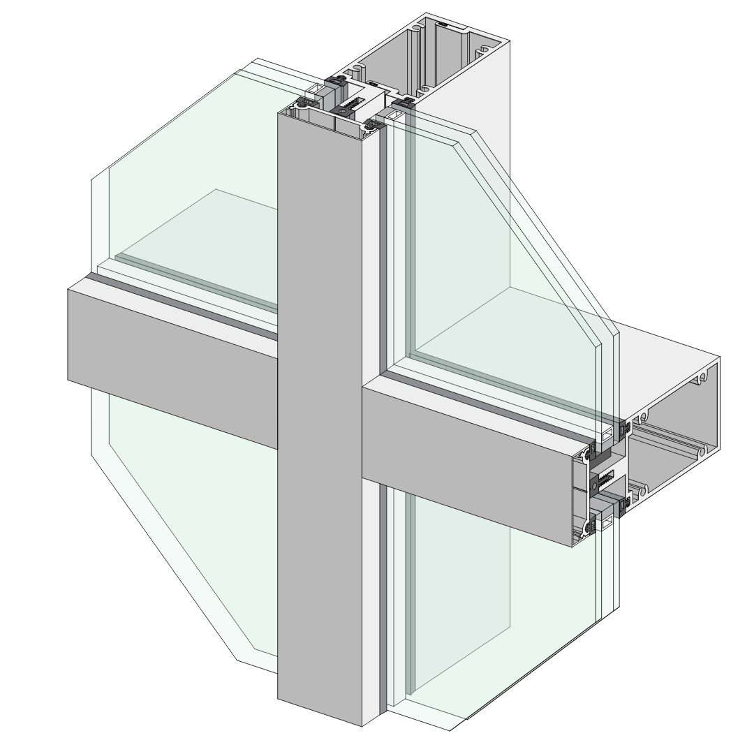 FM pressure curtain wall system thermally broken